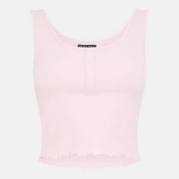 Brave Soul Cropped Vest with Poppers - Ballerina Pink