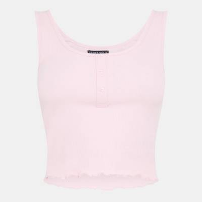 Brave Soul Cropped Vest with Poppers - Ballerina Pink