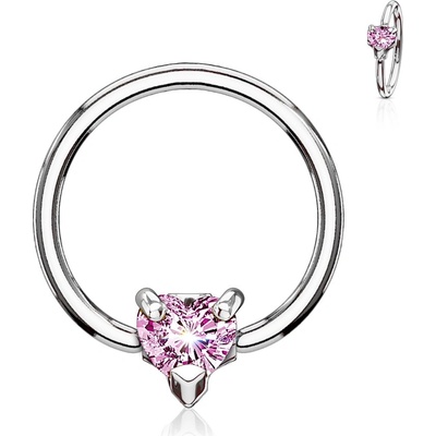 Šperky4U piercing kruh se srdíčkem růžová K1022-P