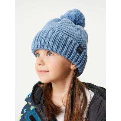 Unuo Dětská čepice pletená Bobble Modrá