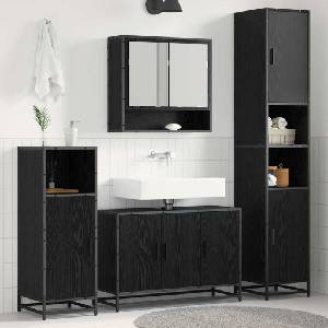 vidaXL Комплект мебели за баня 4 бр. Черния дъб 35 x 37, 5 x 188, 5 см (3402443)