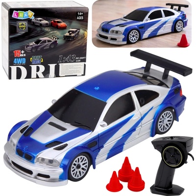 Lean Toys RC driftovacie auto E46 4WD s kužeľmi 1:43