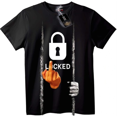 NOONEBRAND Тениска Заключен и Среден Пръст - 7XL, White