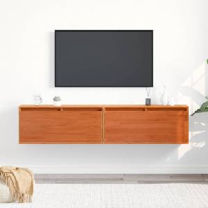 vidaXL Стенен шкаф 2 бр. Кафяво с восъчно покритие 80 x 30 x 35 cm (869856)