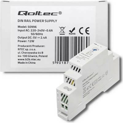 Qoltec Průmyslový napájecí zdroj na DIN lištu 12W 5V