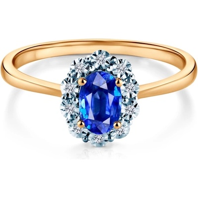 SAVICKI Годежен пръстен Savicki: двуцветно злато, син сапфир, диаманти