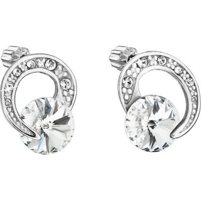 Pavona Stříbrné náušnice pecky s krystaly Preciosa bílé kulaté 31239.1 crystal