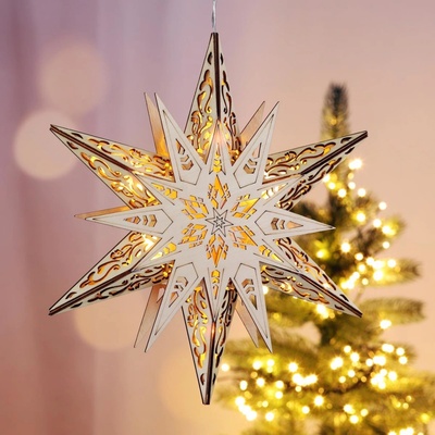 Haushalt international LED Drevená hviezda 30 cm