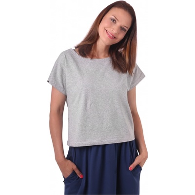 Edita Crop top tričko šedý melír