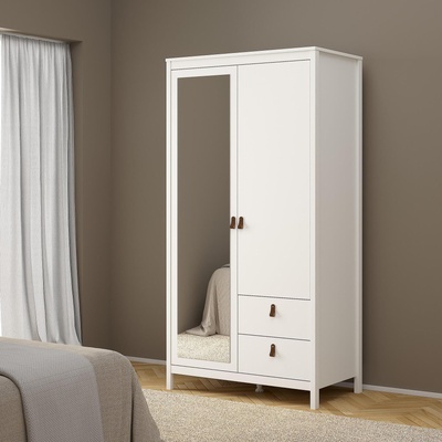 Гардероб Мадрид с 2 врати и 2 чекмеджета Бял