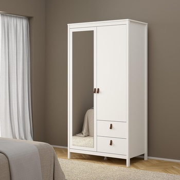 Гардероб Мадрид с 2 врати и 2 чекмеджета Бял