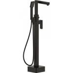 Inter Ceramic Стоящ смесител за вана ICL 8215B, месинг, черен мат, подово захранване, с шлаух и слушалка, 103.8x22.5см (8215B)