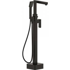 Inter Ceramic Стоящ смесител за вана ICL 8215B, месинг, черен мат, подово захранване, с шлаух и слушалка, 103.8x22.5см (8215B)