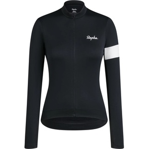 Rapha Дамска фланелка с дълъг ръкав за колоездене Rapha Women's Core Thermal Long Sleeve Jersey Cycling jersey - Black / White (156-2707-0115)