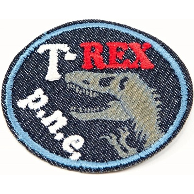 Nažehľovacia záplata - T-REX - červená, žltá - priemer 5,5 cm T-REX - červená