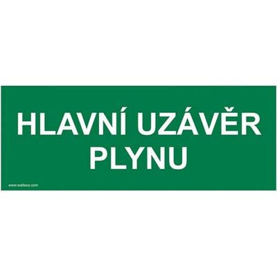 Walteco Hlavní uzávěr plynu (zelená), 210x80mm, samolepka Množství: 1 ks , 20078