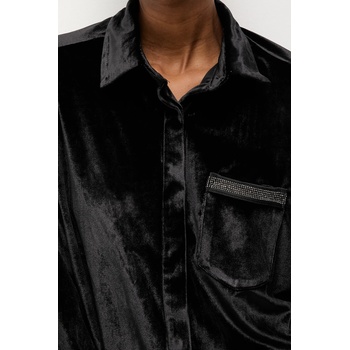 ANSWEAR Риза Answear. LAB дамска в черно със свободна кройка с класическа яка (3083)