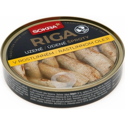 Sokra Údené šproty Riga v rastlinnom oleji 120g
