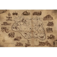 Plagát, Obraz - The Elder Scrolls V: Skyrim - Illustrated Map, 91.5 × 61 cm