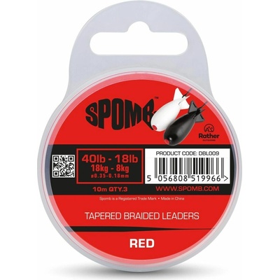 Spomb Šoková šňůra Tapered Braided Leaders 40-18lb - Red