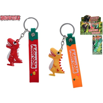 Prívesok na kľúče Dinoworld dinosaurus mix farieb červená, zelená, žltá