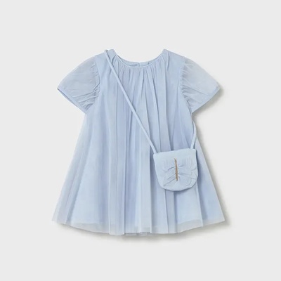 Mayoral Рокля тюл с чанта Небесносин цвят за бебе момиче Mayoral