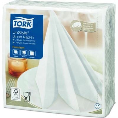 Tork Linstyle bílý ubrousek večeře 1V 50ks 39x39cm