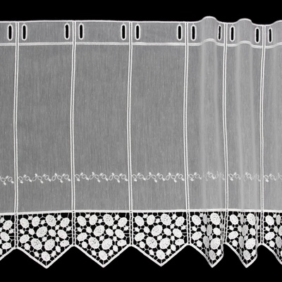 Brilltex Voálová vitrážová záclona 13/887 vyšívané oválky, s bordurou, smetanová, výška 45cm (v metráži)