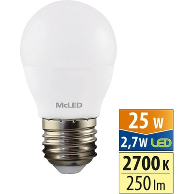 žárovka LED kapka 2,7W, E27, 2700K, CRI80, vyz. úhel 200°, ɸ use 360° 250lm