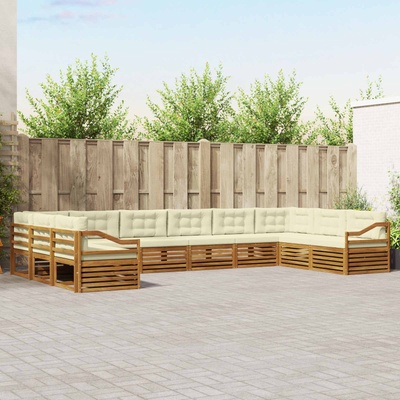 vidaXL Комплекти дивани 10 бр. Натурален и Крема (3374225)