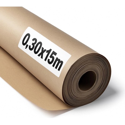 OFITURIA natural brown kraft paper 70 g/m2 - roll 0.30x15 m - pack of 6 rolls - recycled paper for packaging, crafts and decoration - tear-resistant - suitable for acrylic and oil paints - COM620