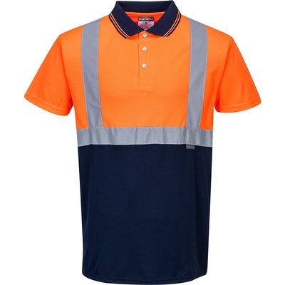 Portwest HI-VIS S479 Reflexná funkčná polokošeľa HV oranžová/námorná modrá XS