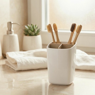TESCOMA Lagoon plastový kelímek na zubní kartáčky bílý – Sleviste.cz