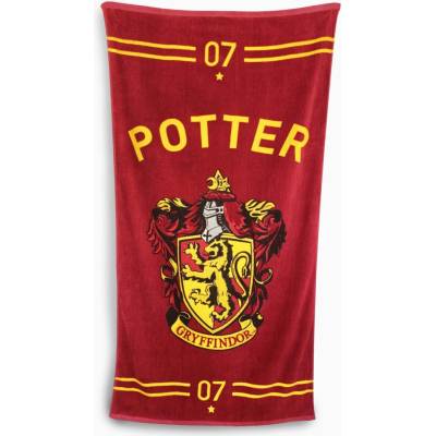 CurePink: | Osuška - ručník Harry Potter: Quidditch (75 x 150 cm) červený [93263]