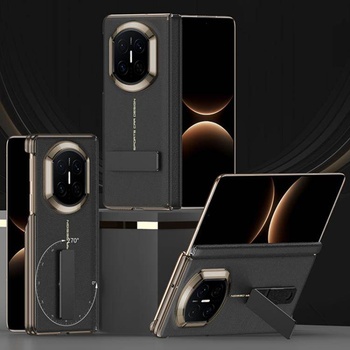 Huawei Защитен Калъф Huawei Mate X7 GKK (Веган Кожа) - Ротираща Стойка 270°/180°, 360° Защита, Двуосен Дизайн, с Протектор - Черен/Червен