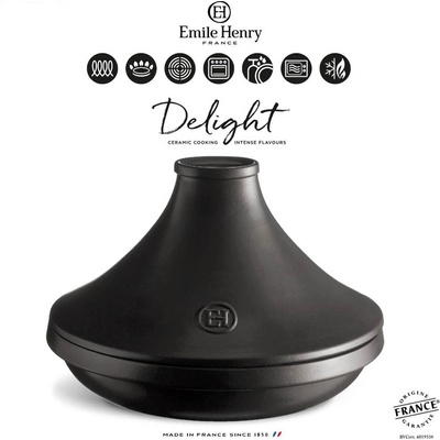 Emile Henry 27 см черен керамичен индукционен тажин emile henry от серия delight