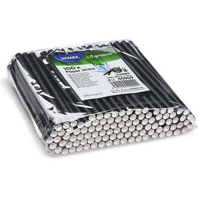 Wimex 40909 papírové brčko JUMBO 8 mm x 15 cm černé 100 ks