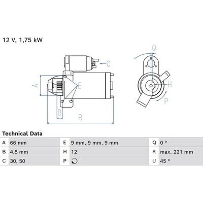 Startér BOSCH 0 986 025 510 (0986025510)