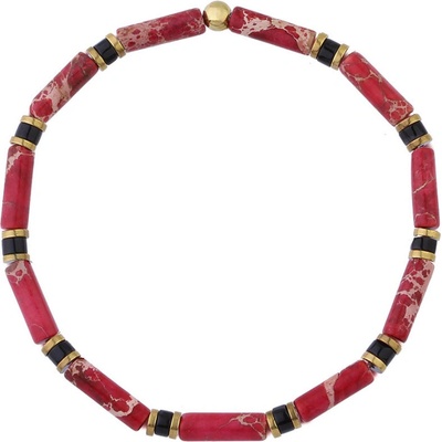 Manoki Luxusní pánský náramek Antonio Gold červený jaspis X-BA1234GR/23 Červená 23 cm