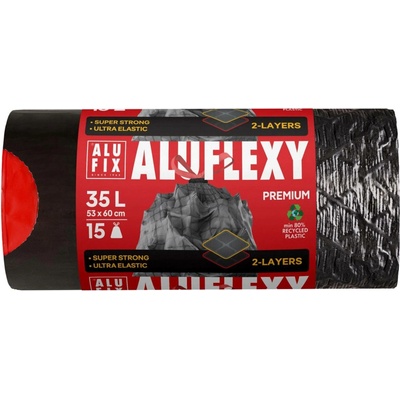 Alufix Pytle na odpad zatahovací 35 l 28 µm 15 ks černé