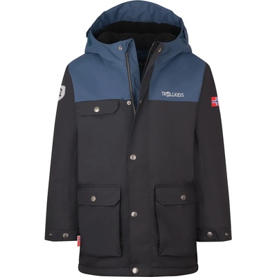 TROLLKIDS Детско яке парка Trollkids Kid's Gudvangen Jacket Parka - Black / Mystic Blue - размер 98 (EU) (703-2829-0812)