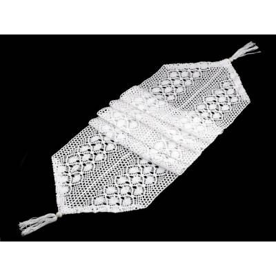 Paličkovaný behúň / obrus 34x175 cm - 1 ks 1 biela