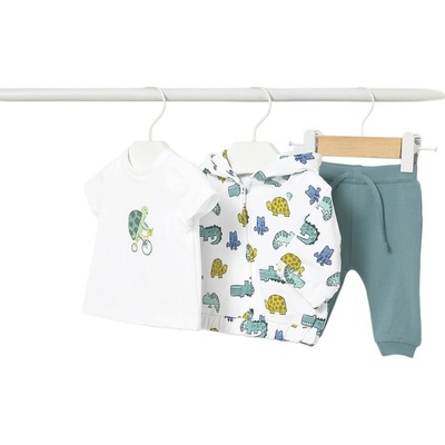 Mayoral chlapecký set 3ks tričko KR mikina tepláky bílá mint – Zboží Mobilmania