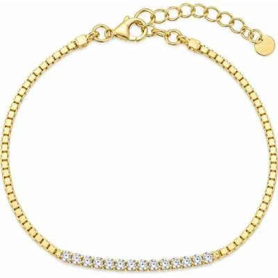 Šperky Nina Pozlacený stříbrný náramek Veneciana se zirkonovou lištou (17,5–20,5 cm) - nar zlac 44