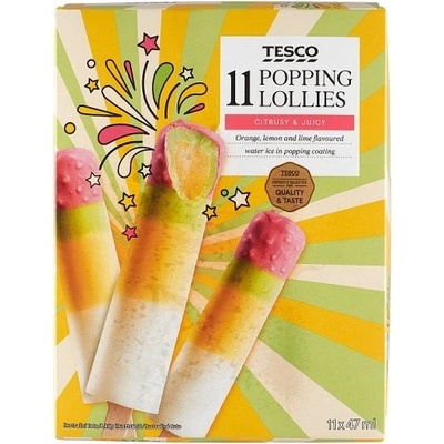 Tesco Mrazený krém vodový s pomarančovo-citrónovo-limetkovou príchuťou 11 x 47 ml 517 ml