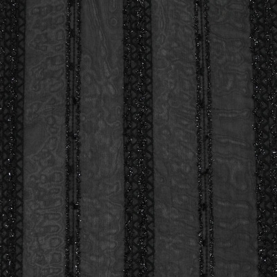 Šifon 09737 černý, našitý vzor, š.140