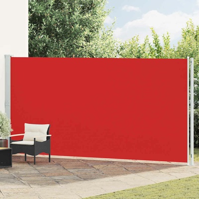 vidaXL Zatahovací boční markýza červená 200 x 600 cm