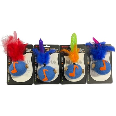 PETINTEREST Котешка играчка топка с пера PET INTEREST Music ball with feathers Silver Vine toys (25521)
