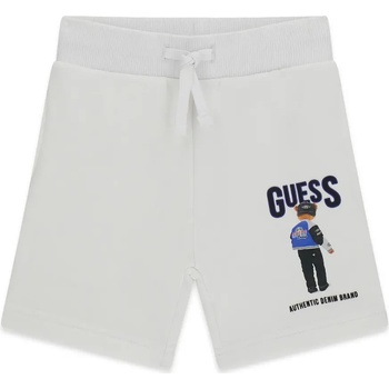 Guess Къси спортни панталони в бялцвят за мини момче със сладко мече Guess
