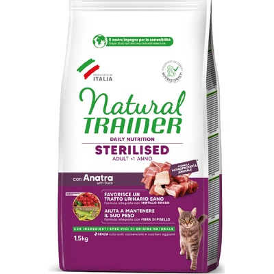 Natural Trainer Cat Sterilised s kačacím 1,5 kg